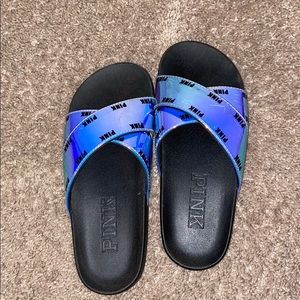 VS PINK EFFERVESCENT CROSS SLIDES